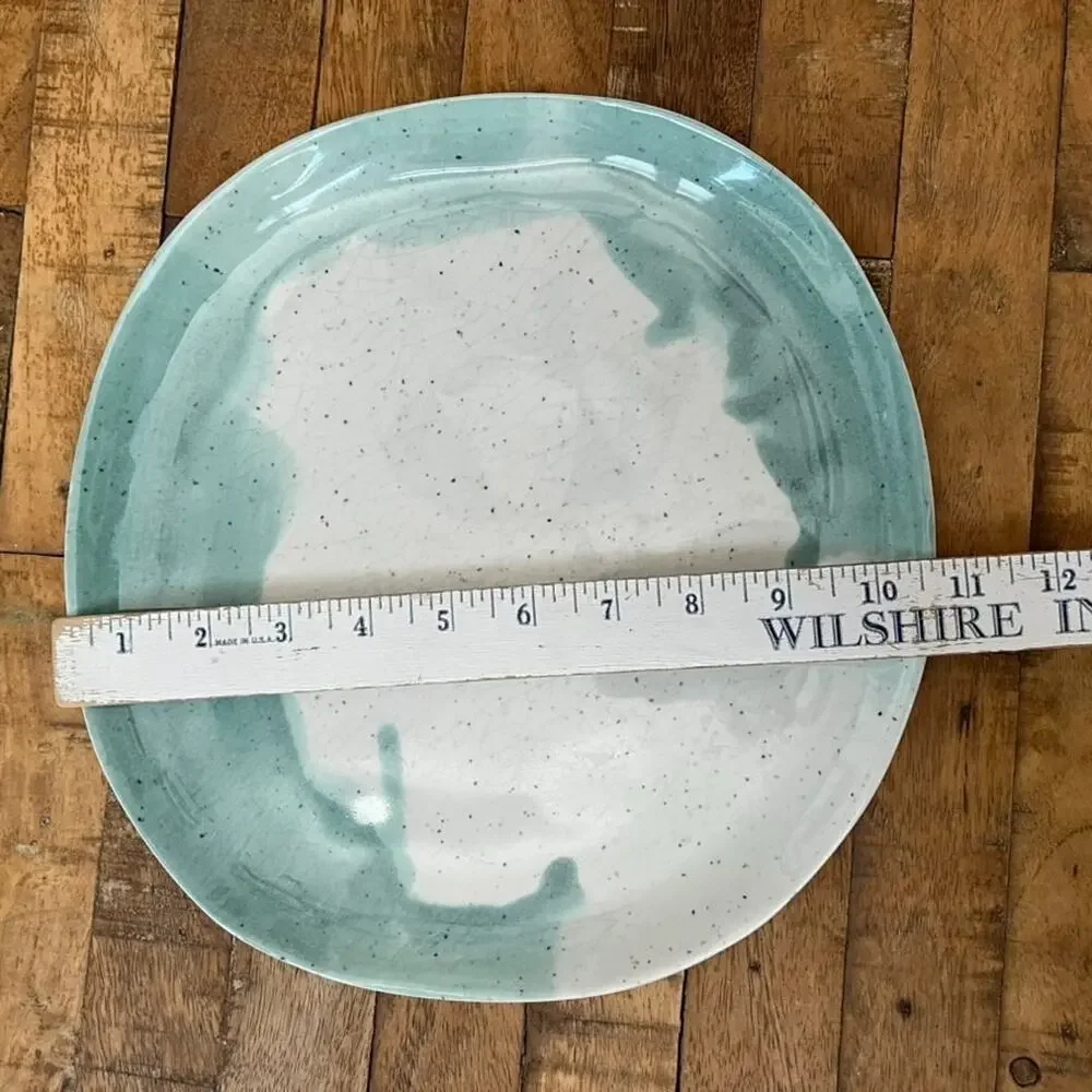 West Elm Seaside Melamine Blue Speckle Dinner Plates 10.5